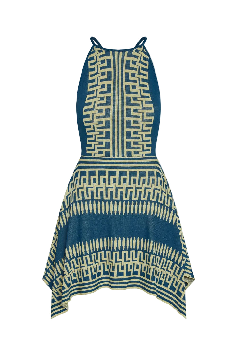 Nerina Geometric Halter Knit Mini Dress