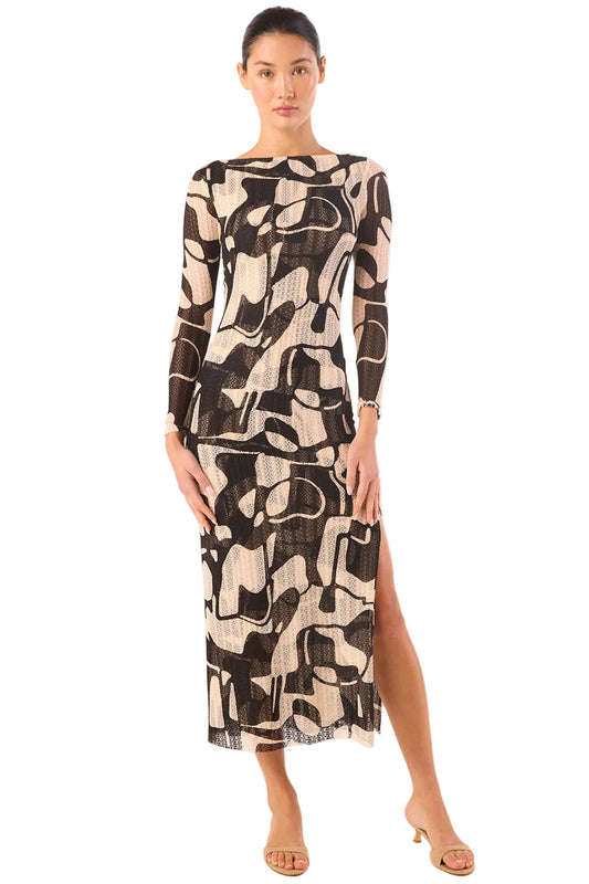 Marlowe Marble Print Knit Midi Dress