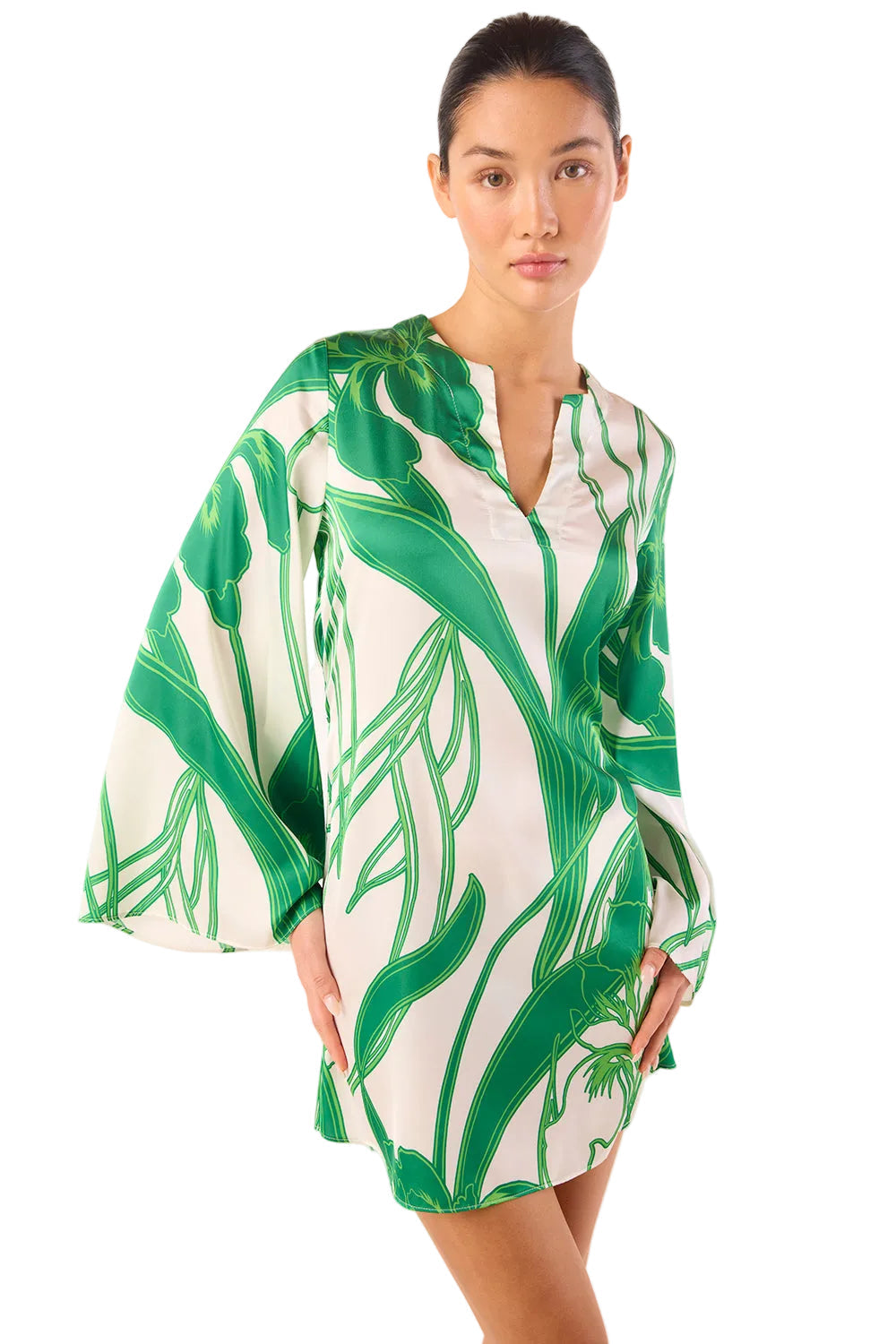 Isla Iris Print Satin Mini Dress