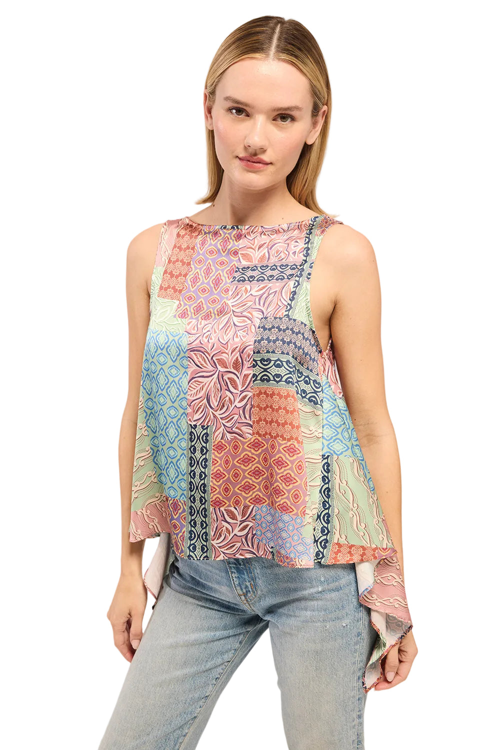 Zahara Satin Scarf Hem Top