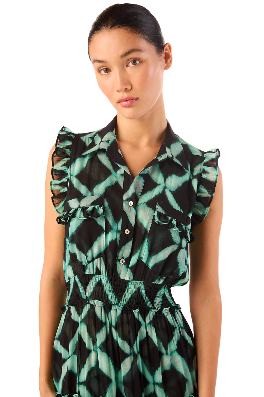 Celeste Lattice Print Chiffon Maxi Dress
