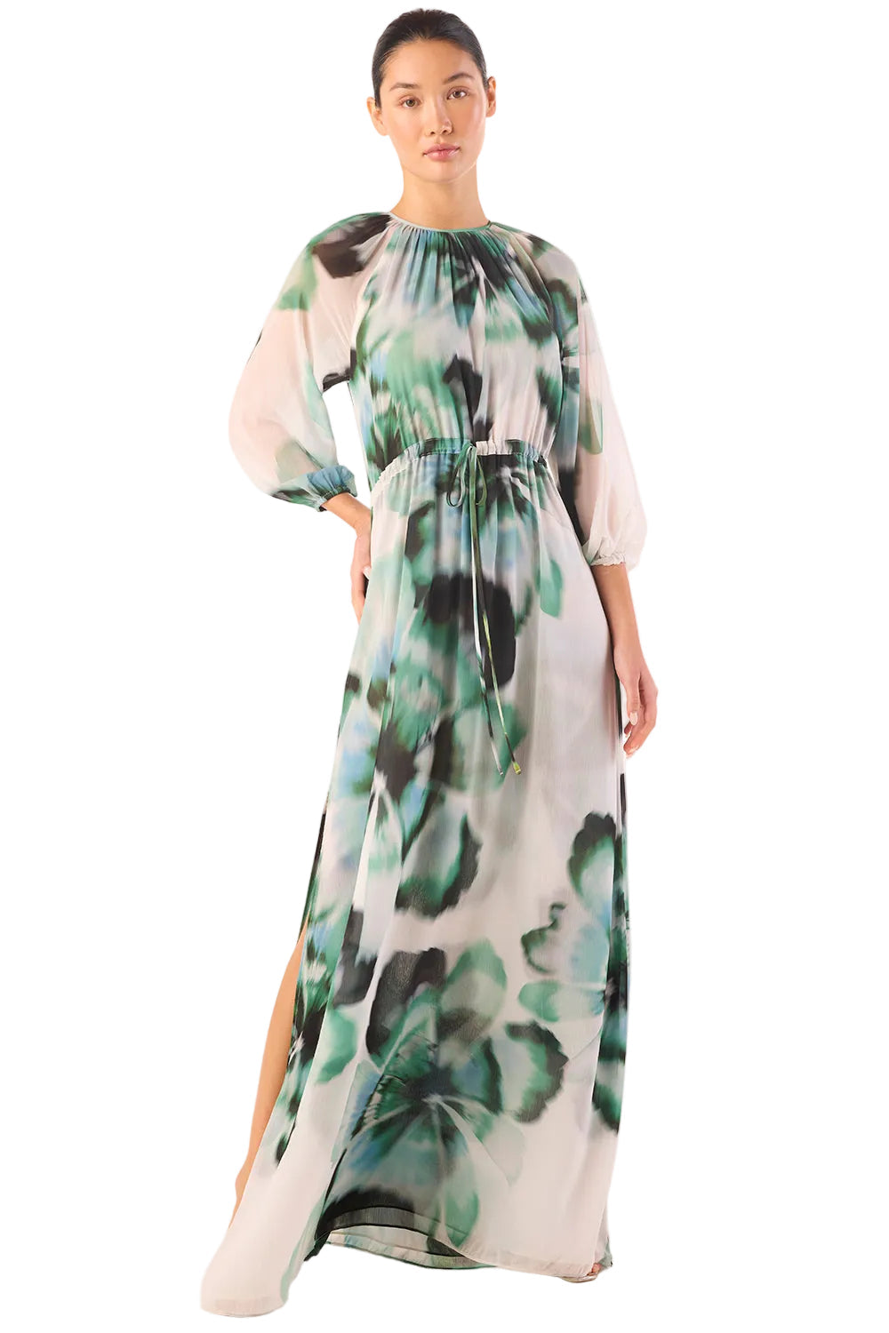 Perdita Chiffon Maxi Dress – Verdant Anemone