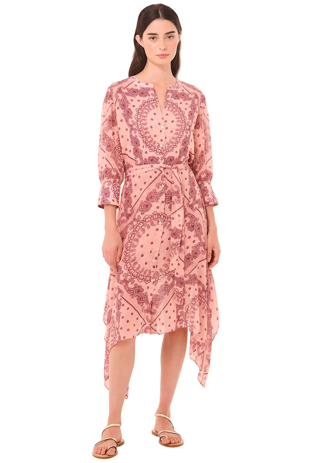 Rosalie Bandana Print Handkerchief Midi Dress
