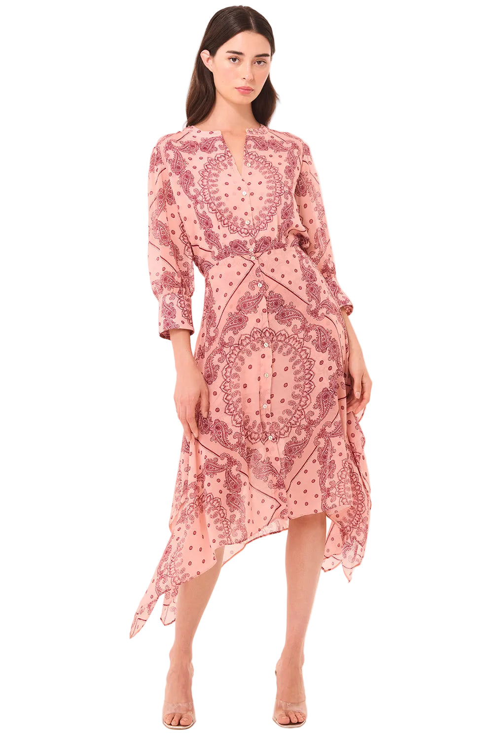 Rosalie Bandana Print Handkerchief Midi Dress