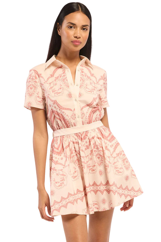 Rosalie Ceramic Print Mini Shirt Dress
