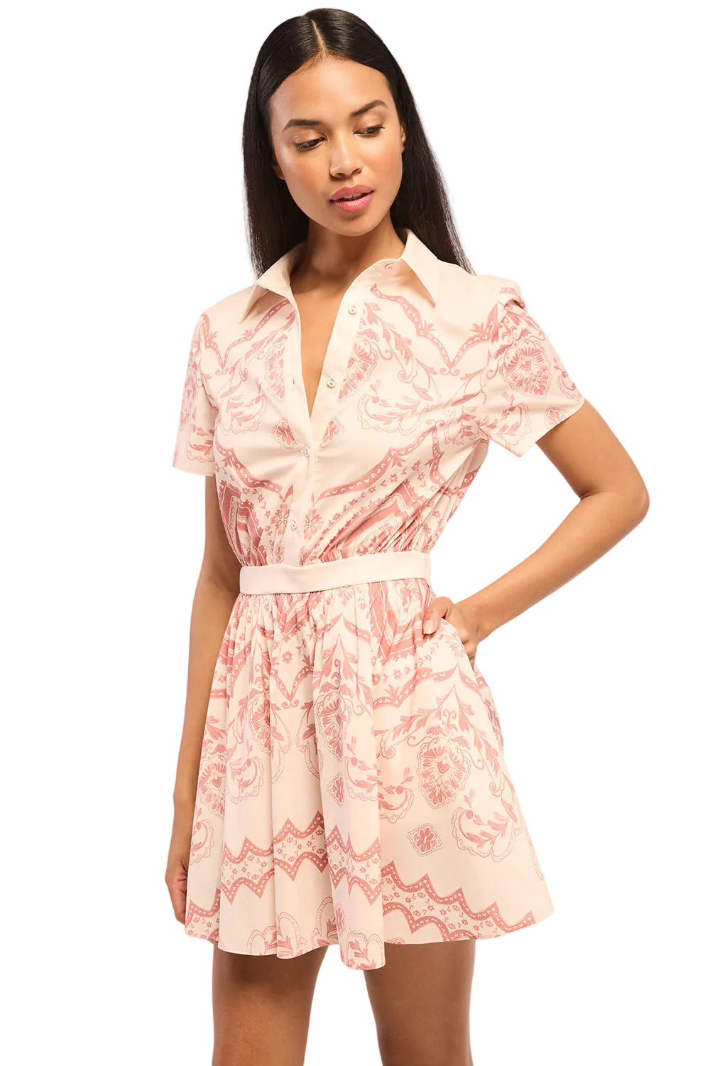 Rosalie Ceramic Print Mini Shirt Dress