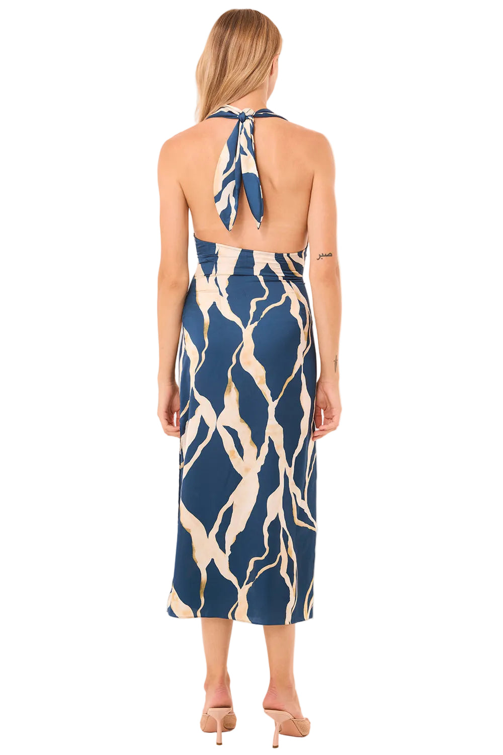 VertiSatin Abstract Cowl Midi Dress